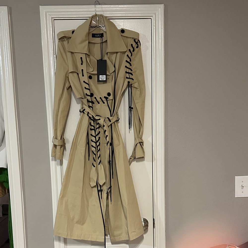 AKIRA Tan Coat with Black Detailing